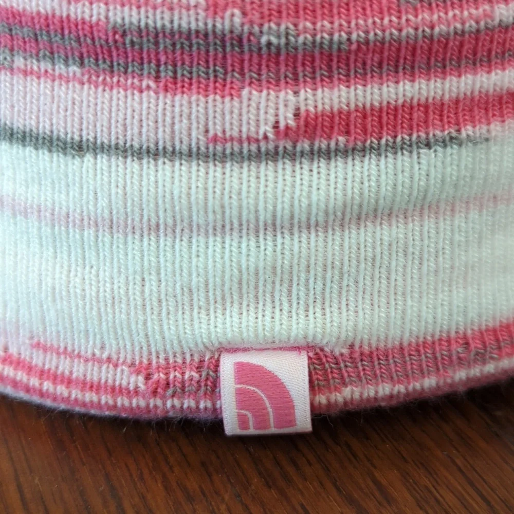 The North Face Girls Pink Multi Pom Pom Cabin Ski Tuke/Beanie Size Youth Medium